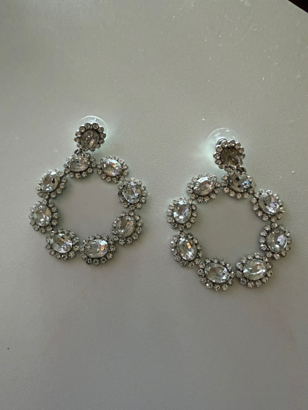 Clear Crystal Hoop Earrings - Silver-Tone Sparkle